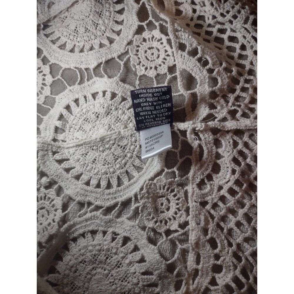 Fever Cream Boho Crochet Lace Tank Top Medium Beachy Coverup - Picture 4 of 8